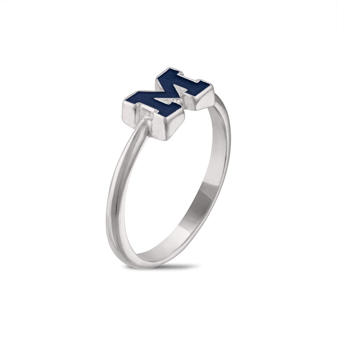 University of Michigan Sterling Silver Class Ring for Women – Blue Block M Wolverines Jewelry | 925 Sterling Silver Michigan Alumni Ring | Perfect Gift for Students, Fans & Graduates | Available in Half Sizes | Great for Game Days, Graduation & School Spirit