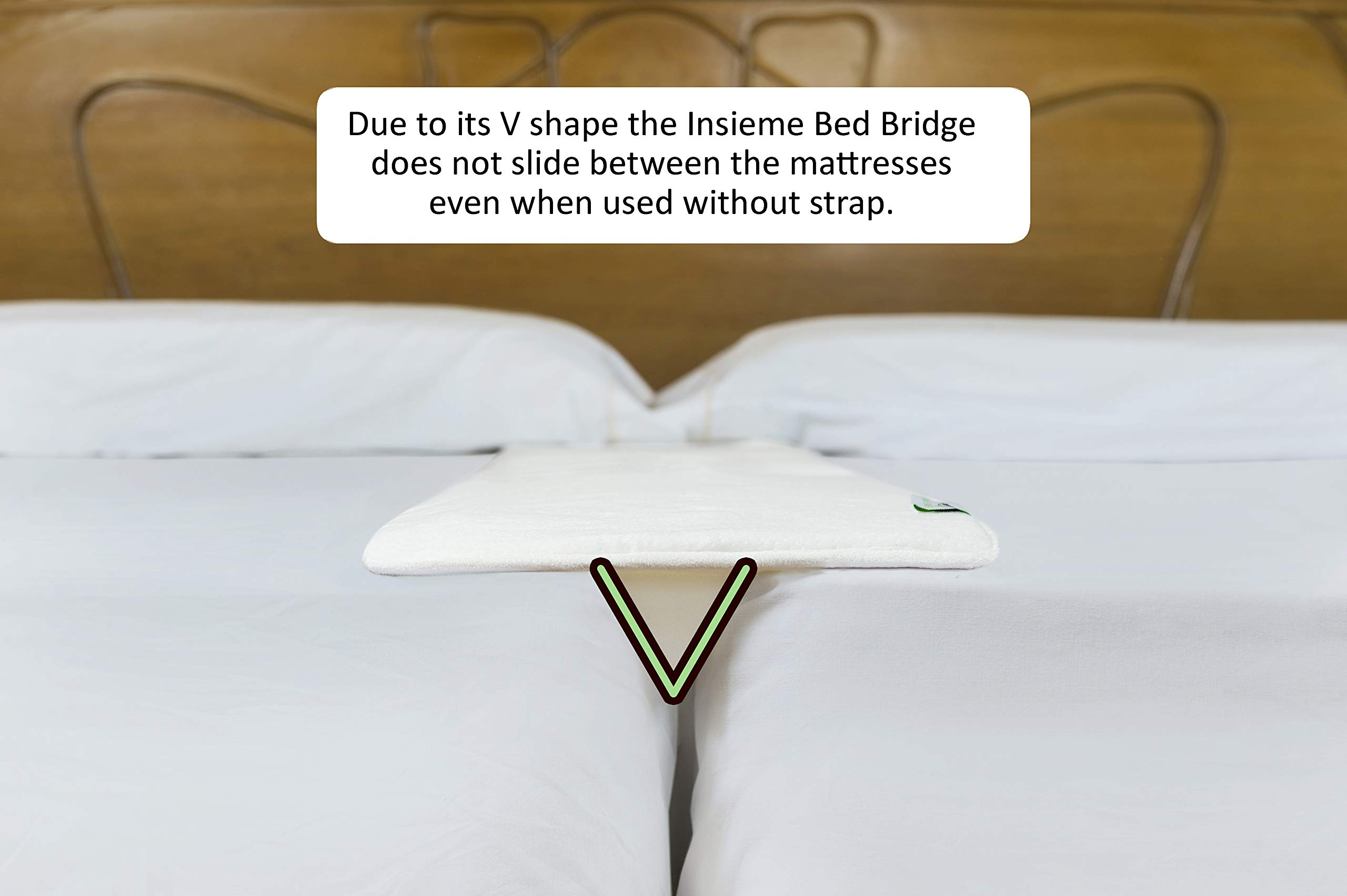 12 Inch Bed Bridge for Split King Adjustable Beds - Twin to King Gap Filler - Hypoallergenic White Fabric - Thin Strapless Design for Comfortable Sleep - Perfect for Couples with Different Mattress Preferences