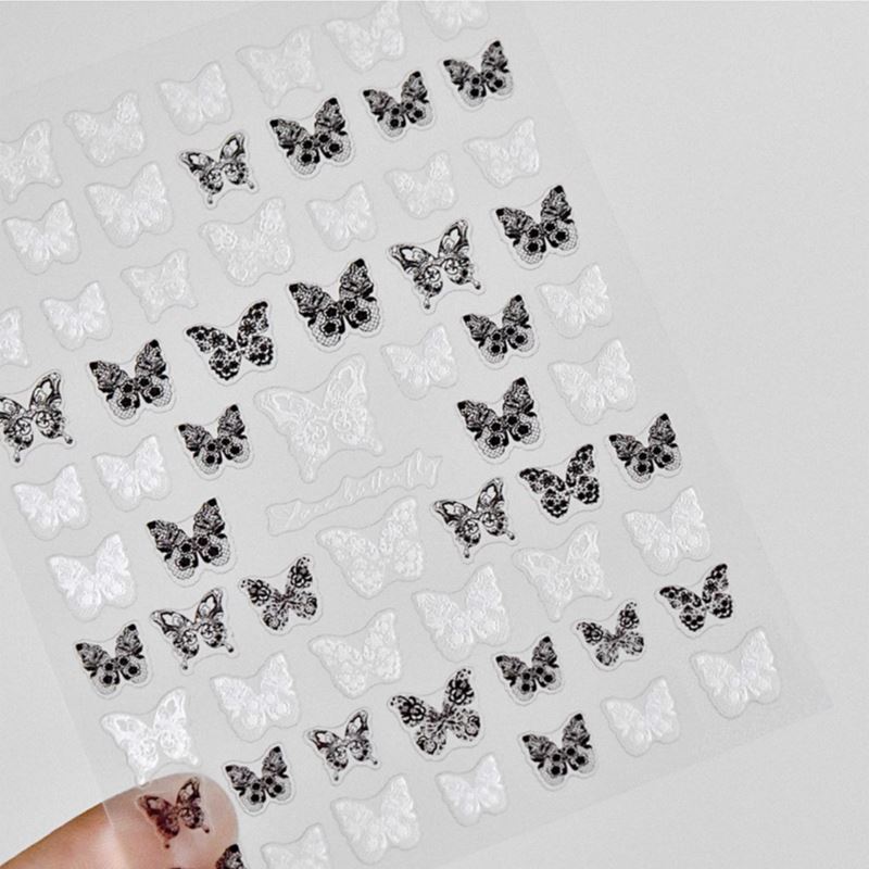 Elegant Lace Butterfly Nail Art Stickers - MG201111 - Self-Adhesive Nail Decals for Women - Perfect for Parties, Weddings & Special Occasions