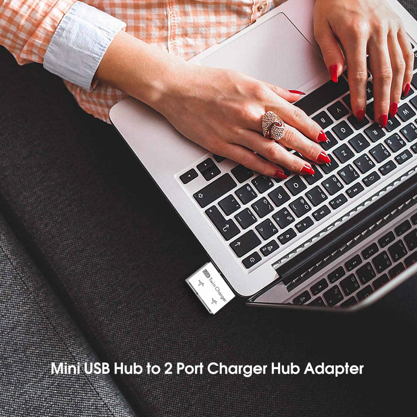 2-Port USB Hub Splitter - Mini USB Charging Adapter for Surface Pro, MacBook, Laptop, PC | Fast Data Transfer & Dual Charging | Perfect for Office, Travel & Home Use (White)