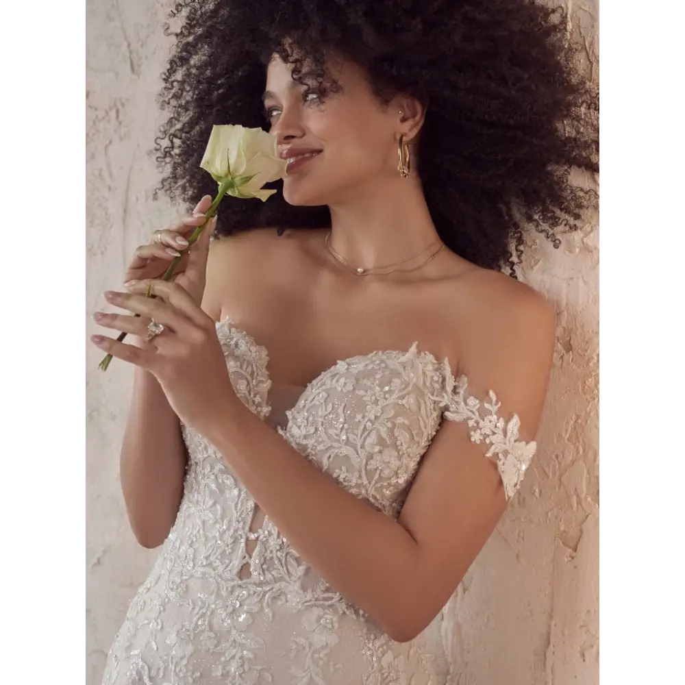 Maggie Sottero Lennon Cap Sleeve Wedding Dress - Elegant Lace Bridal Gown for Church Ceremony & Romantic Outdoor Weddings