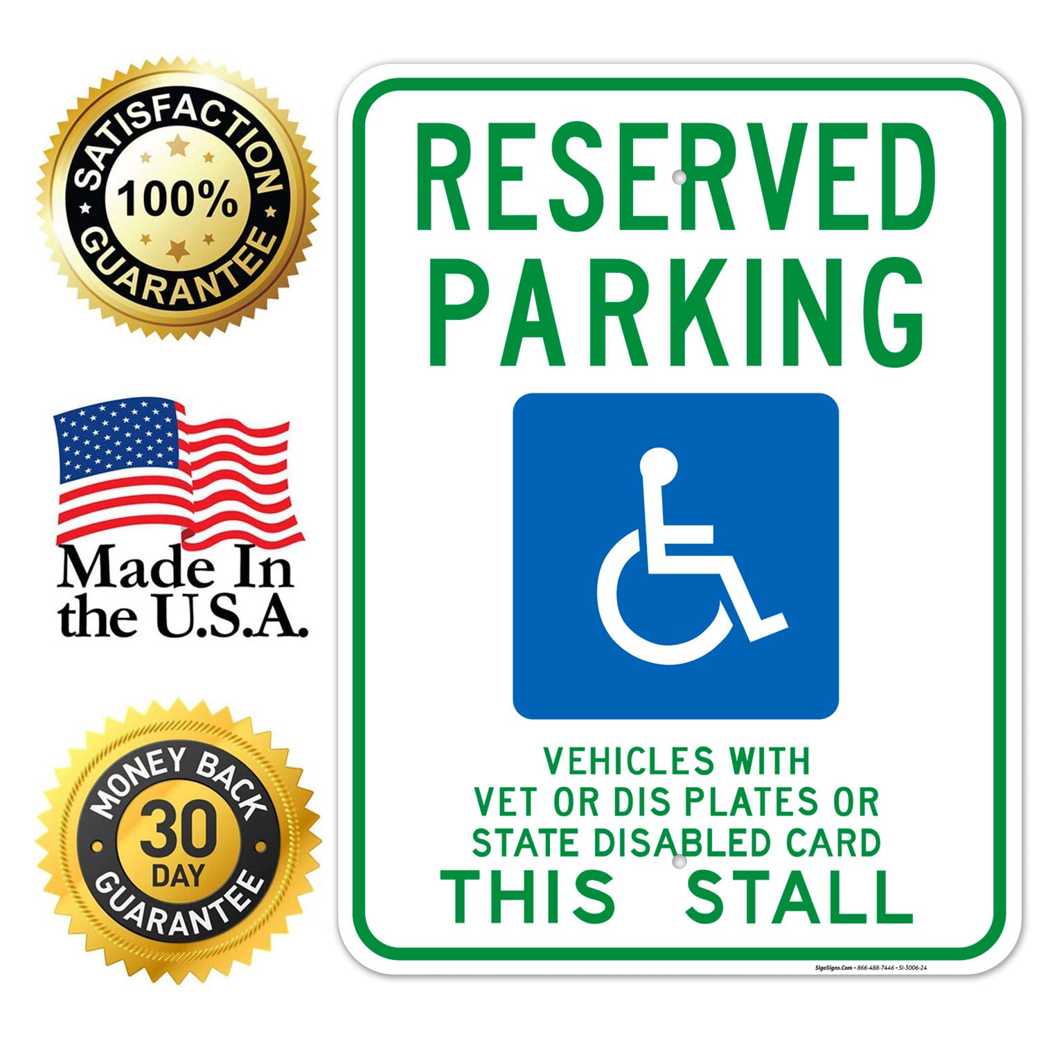 Wisconsin Handicap Parking Sign - 18x24 Inches, Rust-Free .063 Aluminum, Fade-Resistant for Longevity | Easy Mounting for Indoor & Outdoor Use | Compliant with Vet Dis Plates & State Disabled Cards | Made in USA | Perfect for Parking Lots, Hospitals & Accessible Facilities