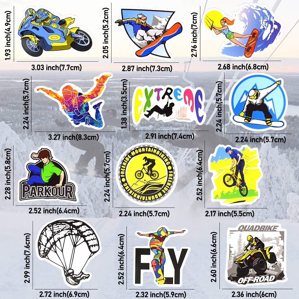 QTL Waterproof Stickers for Kids & Teens - 50Pcs Sports, Water Bottle, Laptop & Skateboard Decals - Durable Vinyl Stickers for School, Gym, Outdoor Activities & Personalizing Devices