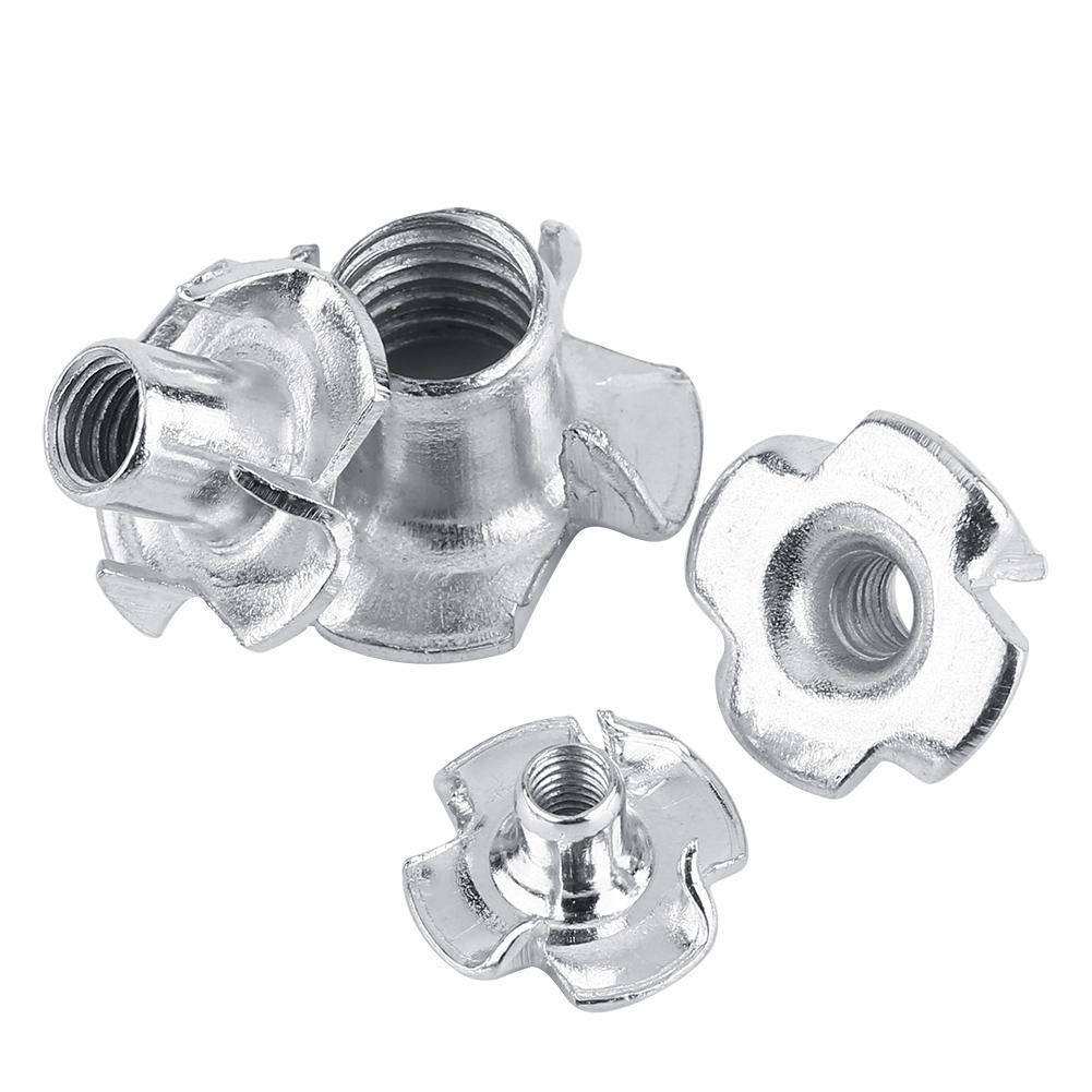 M4 Zinc Plated Carbon Steel T-Nuts - 4 Prong Tee Nuts for Woodworking & Furniture Assembly (50pcs) - Perfect for DIY Projects, Cabinet Making, and Furniture Fastening