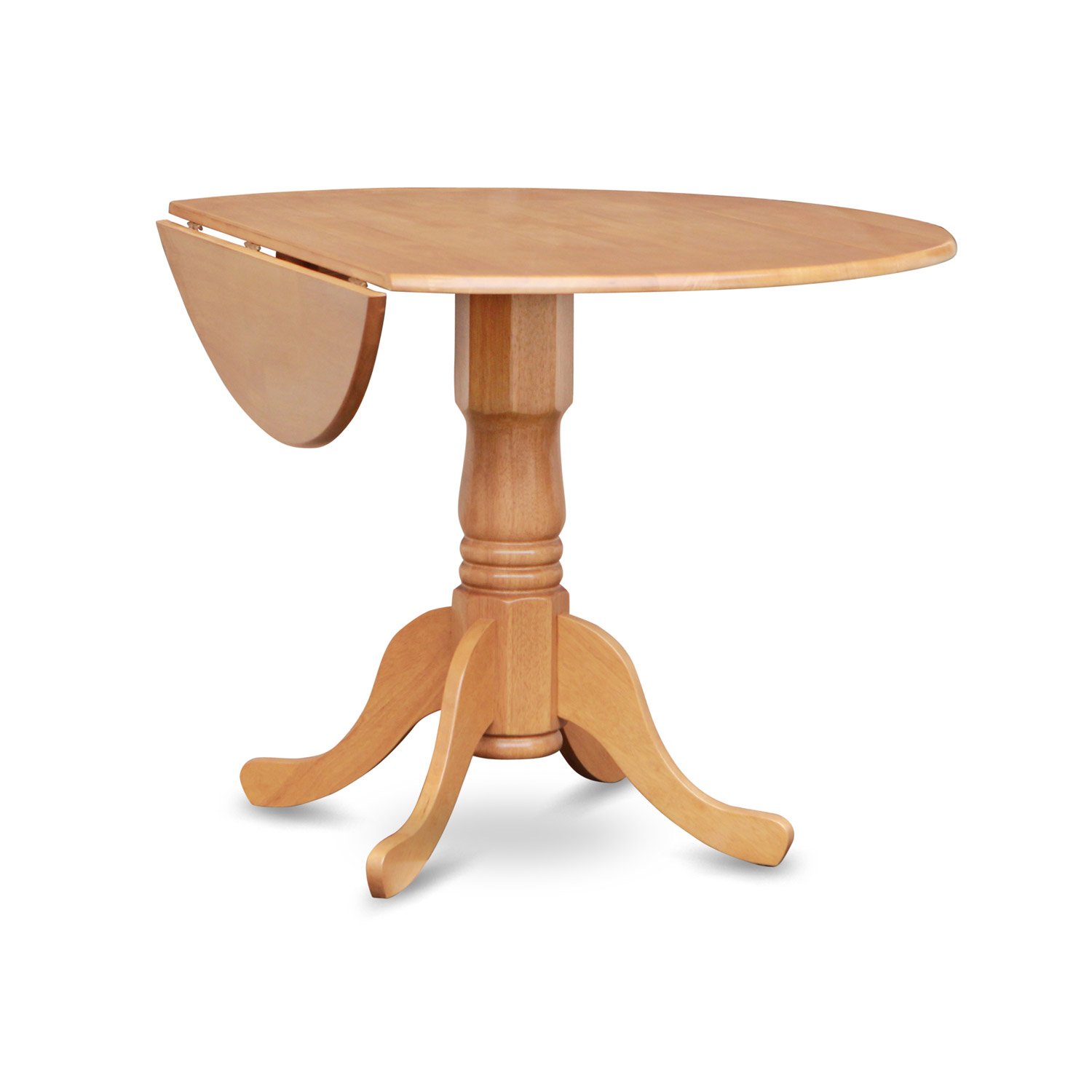 East West Furniture DLAB5-OAK-55 5-Piece Round Dining Table Set with Drop Leaf & 4 Oasis Blue Faux Leather Parsons Chairs - 42x42 Inch Oak Finish - Perfect for Small Spaces, Breakfast Nooks & Cozy Family Dinners