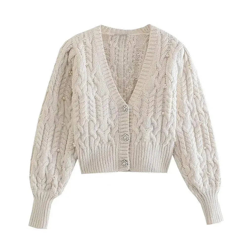 Vintage Women's Crop Cardigan Sweater - Soft & Stylish Knit Pullover for Casual Outfits, Layering, and Fall Fashion