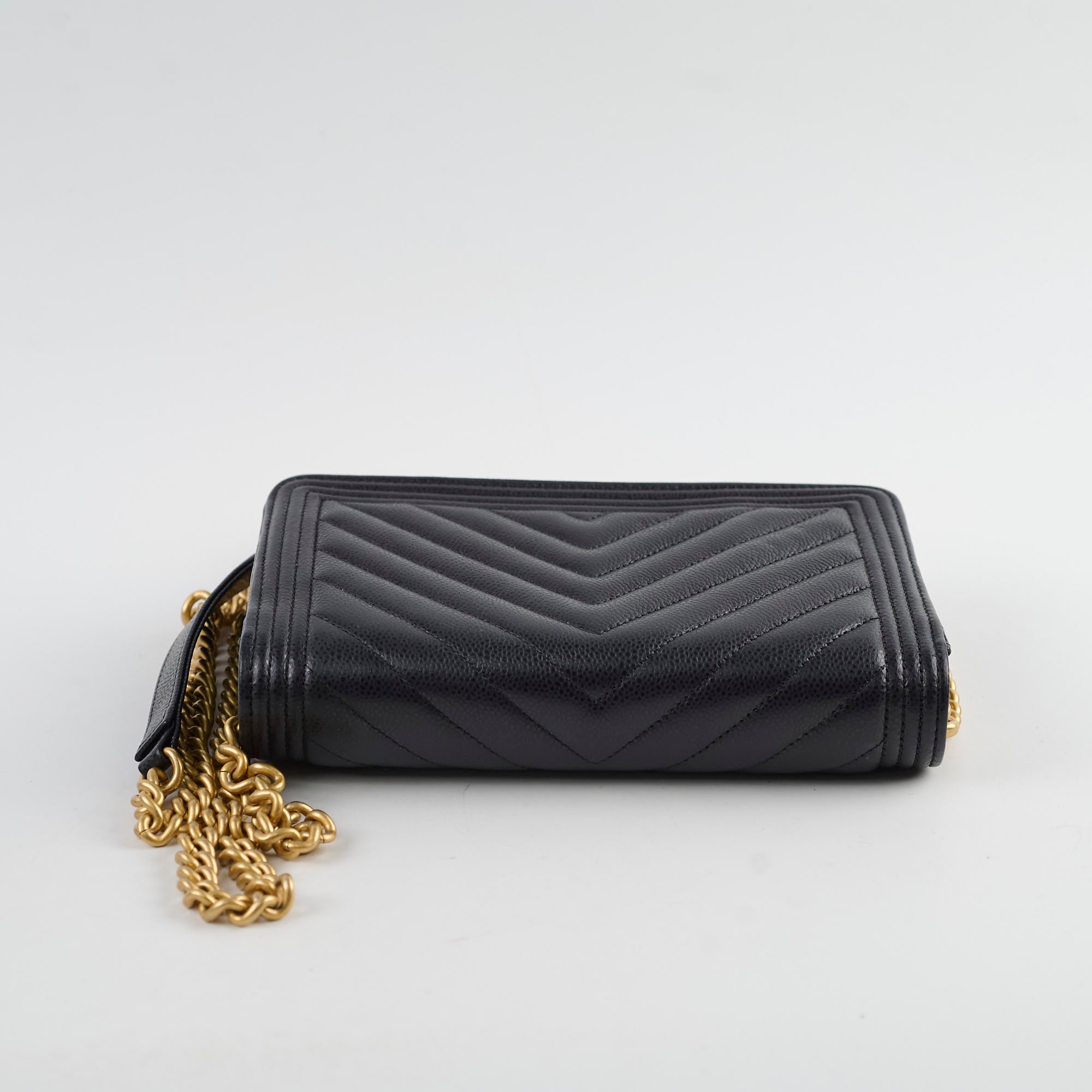 Chanel Boy Black Leather Wallet on Chain with Microchip - Luxury Crossbody Bag for Women, Perfect for Evening Events & Daily Use