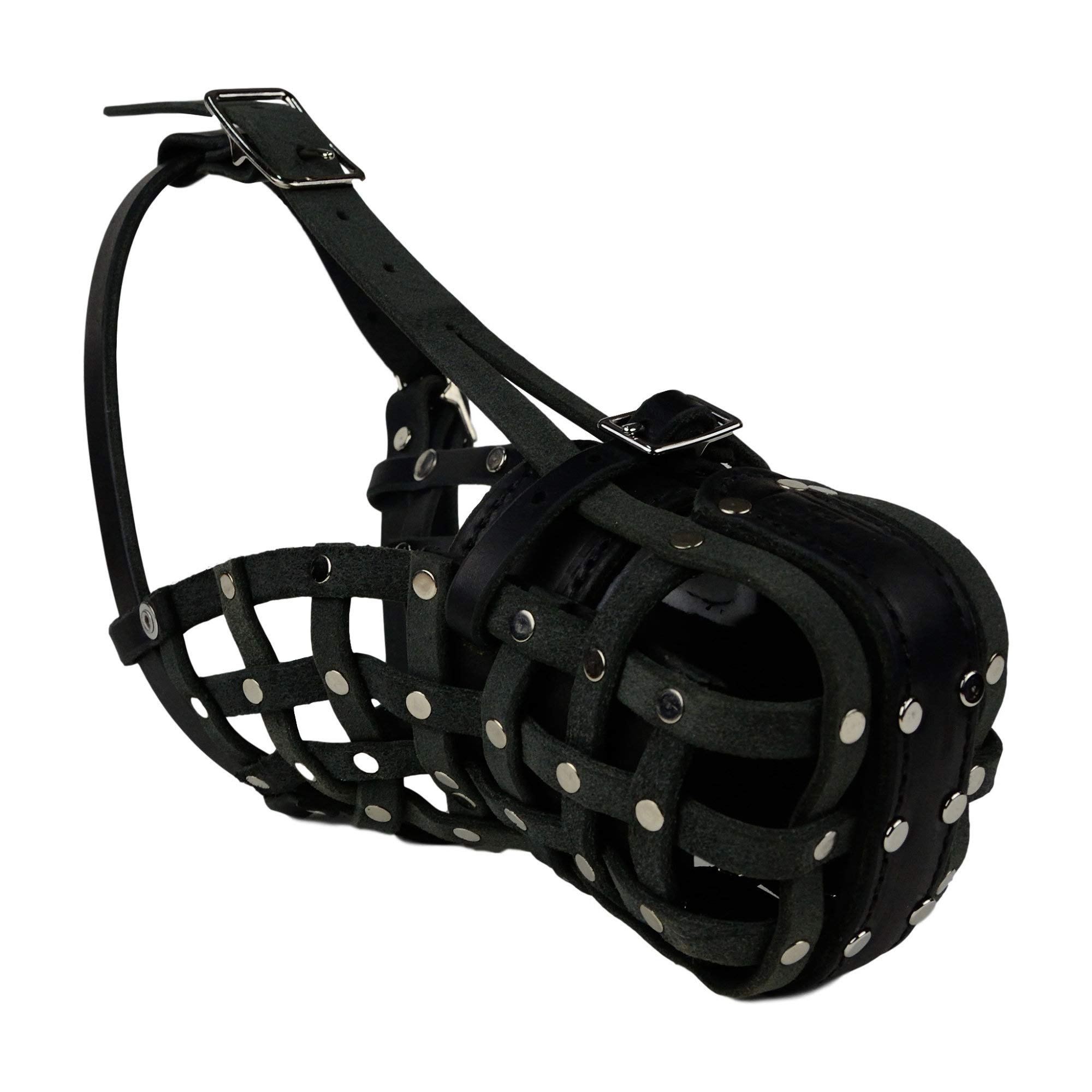 European Leather Basket Dog Muzzle (X-Large) - Breathable Comfort for Large Breed Dogs - Perfect for Training, Grooming & Outdoor Activities