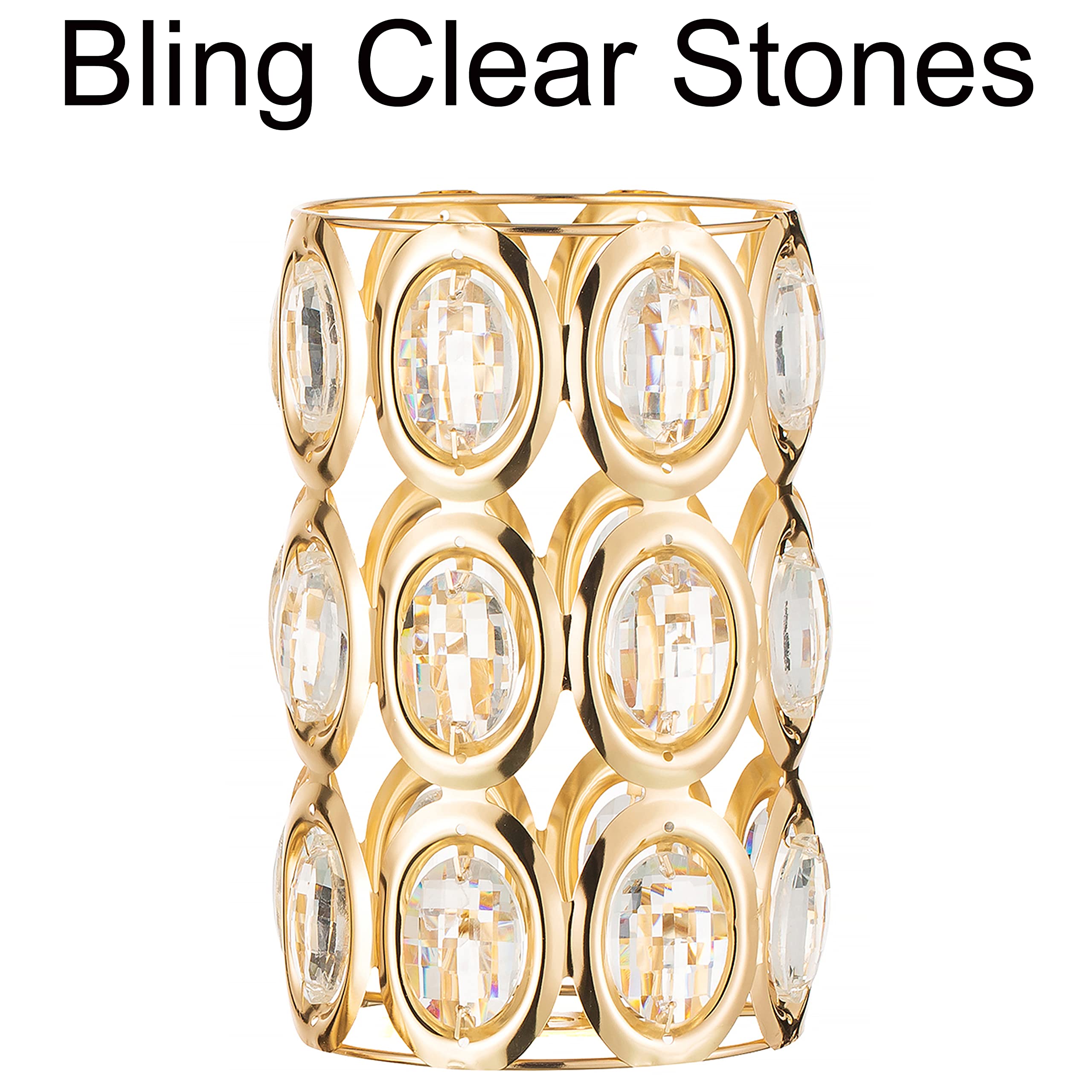 Elegant Gold Tall Vases for Wedding Centerpieces - Set of 2 with Crystal Bling Stones, Metal Flower Stand for Birthday, Anniversary, Party Decor - Perfect for Table Decorations, Home Decor & Special Events