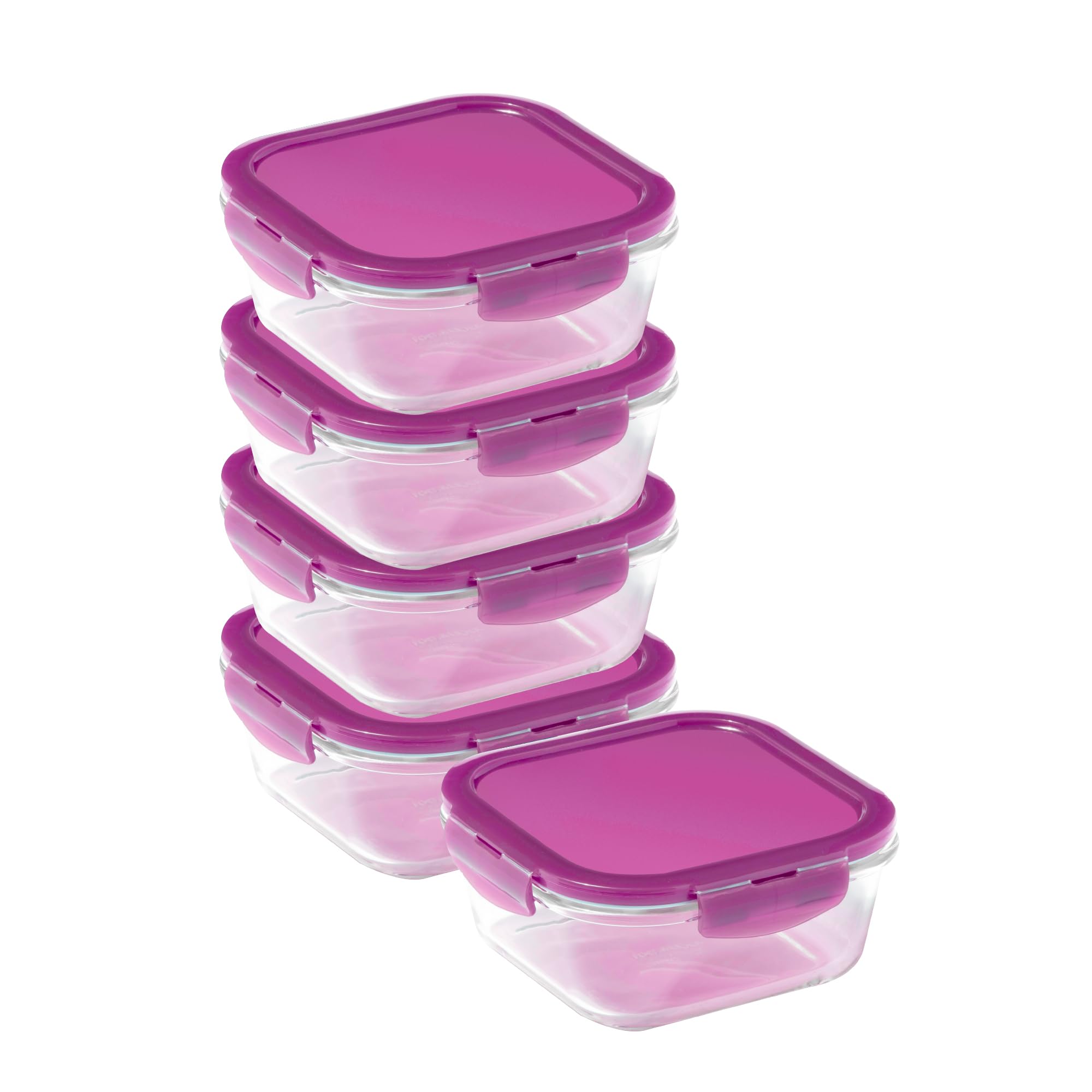 LocknLock Eco Oven-Glass 5-Piece Airtight Food Storage Container Set - Square Leakproof Glass Containers with Recycled Plastic Lids, Oven & Dishwasher Safe (5 x 750ml) - Perfect for Meal Prep, Leftovers & Freezer Storage