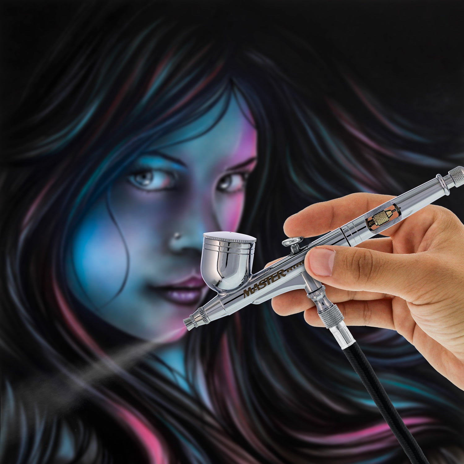 G233 Professional Airbrush Kit with 3 Nozzle Sets (0.2mm, 0.3mm & 0.5mm Needles) - Dual Action Gravity Feed Airbrush with 1/3oz Cup & Ergonomic Handle - Perfect for Model Painting, Nail Art, Cake Decorating & Tattoo Design