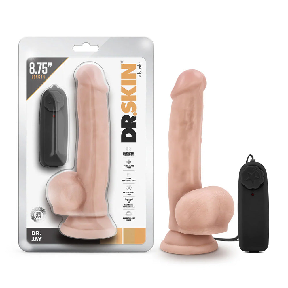 Dr. Skin Dr. Jay Realistic 8.75 Inch Vibrating PVC Dildo - Lifelike Sensation for Couples & Solo Play - Perfect for Spicing Up Your Bedroom or Adult Toy Collection