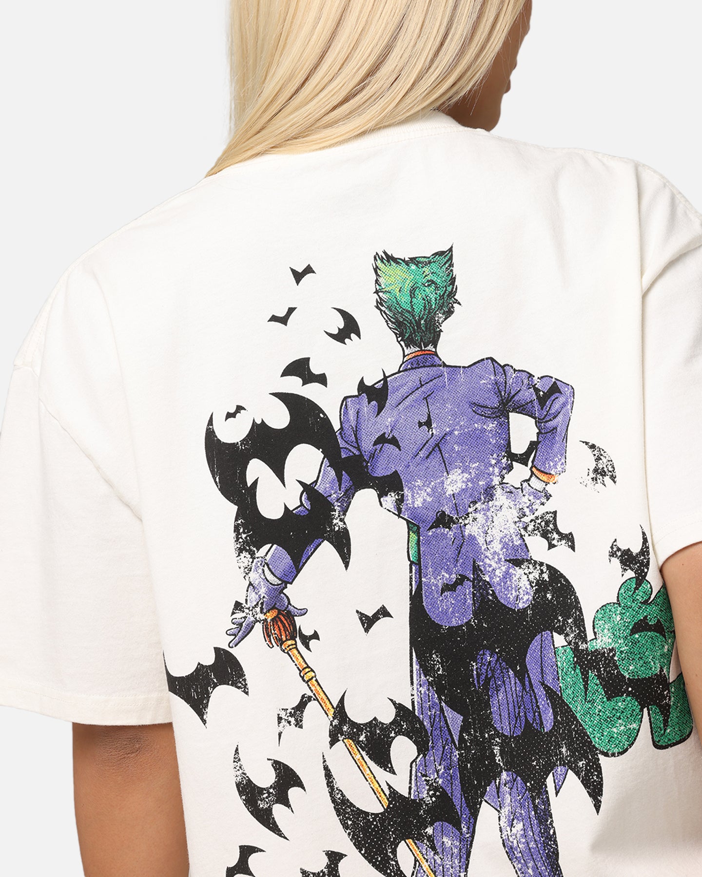 Vintage DC Batman The Joker Cane Graphic T-Shirt - Off White | American Thrift Style | Perfect for Cosplay, Comic Con & Casual Wear