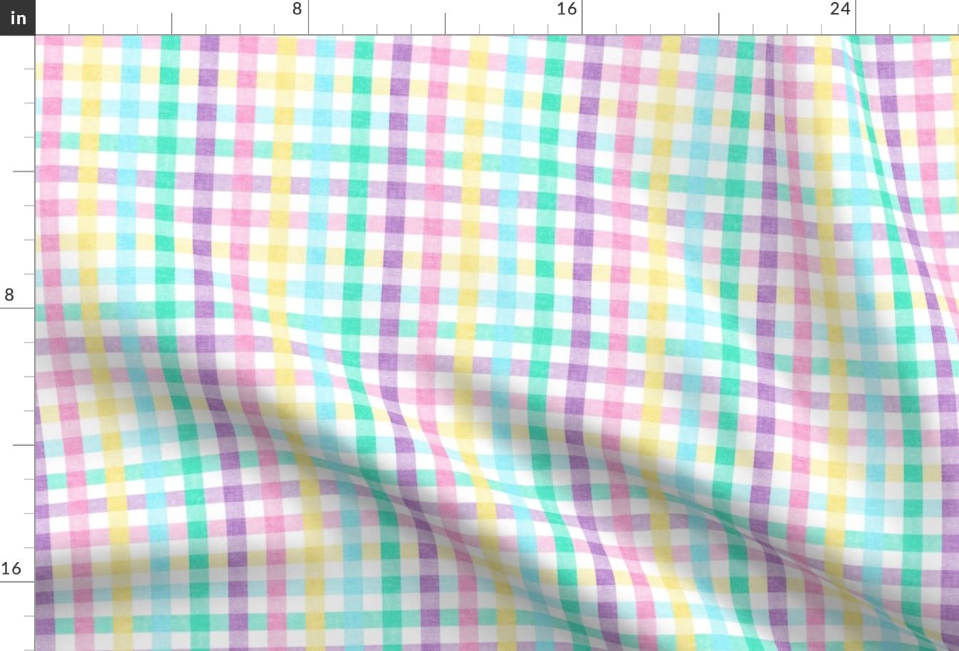 Easter Plaid Spring Egg Colors Gingham Check Pastel Rainbow Printed Satin Fabric - Fat Quarter for Sewing, Lining, Apparel, Fashion, Blankets & Decor - Perfect for DIY Crafts, Easter Decorations & Home Projects