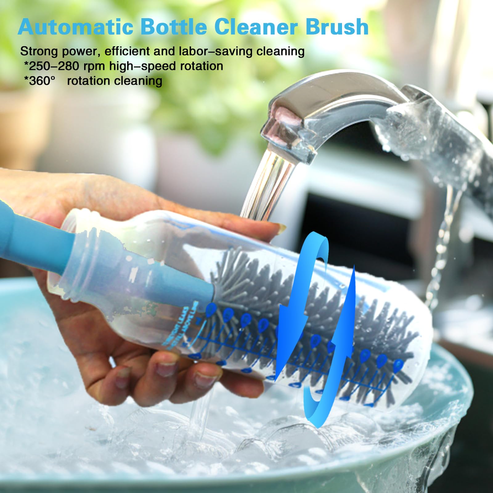 Electric Baby Bottle Brush Cleaner Set - Rechargeable & Automatic for Easy Cleaning