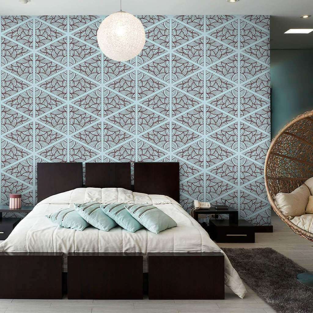 Blue and Charcoal Geometric Peel and Stick Removable Wallpaper - Self-Adhesive Decorative Wall Covering for Bedroom, Living Room, Nursery & Office Decor