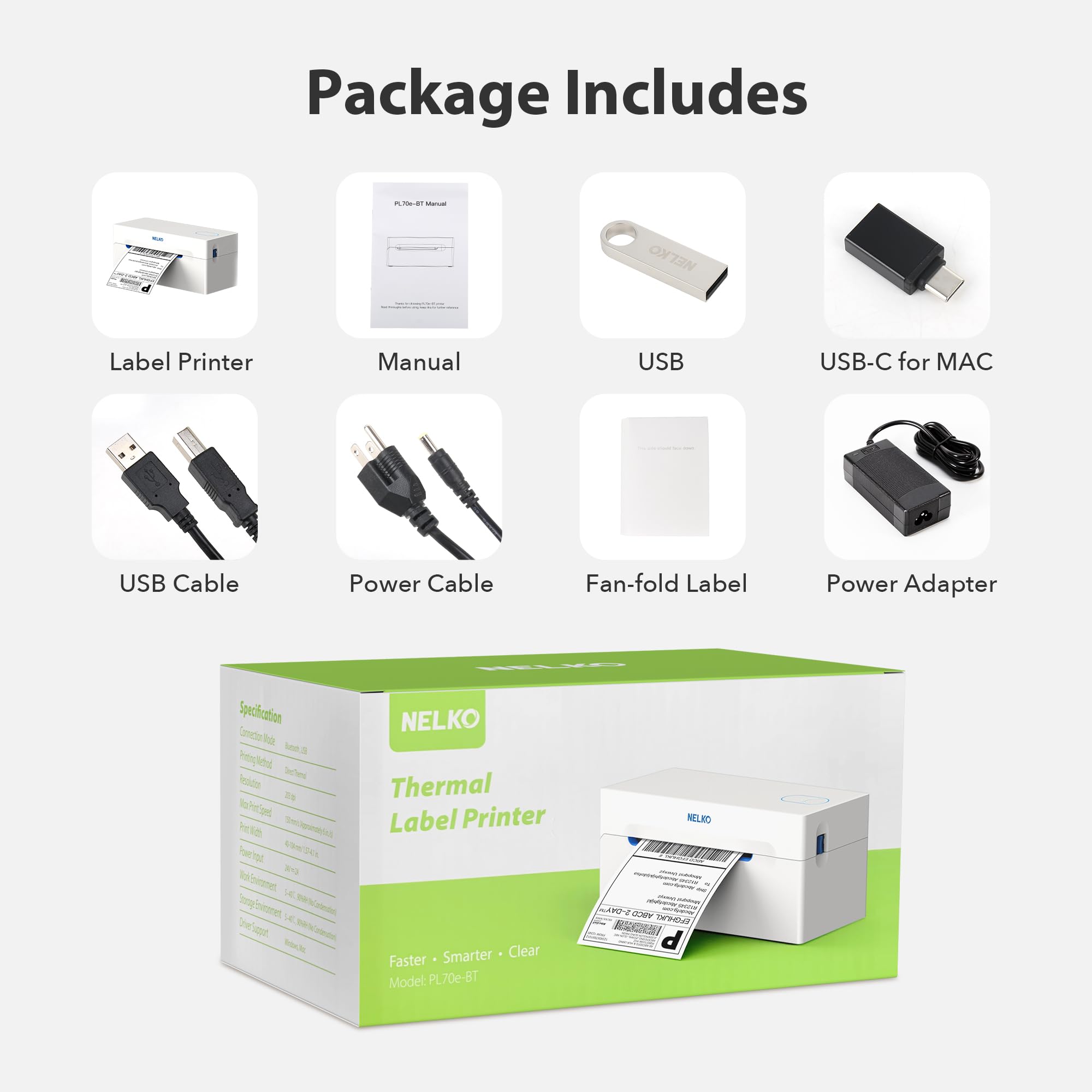 Nelko Wireless Bluetooth Thermal Label Printer 4x6 - Compatible with Android, iPhone, Windows for Amazon, eBay, Shopify Shipping - Portable Label Maker for Packages & E-commerce (Silver White) - Perfect for Home Business & Warehouse Logistics