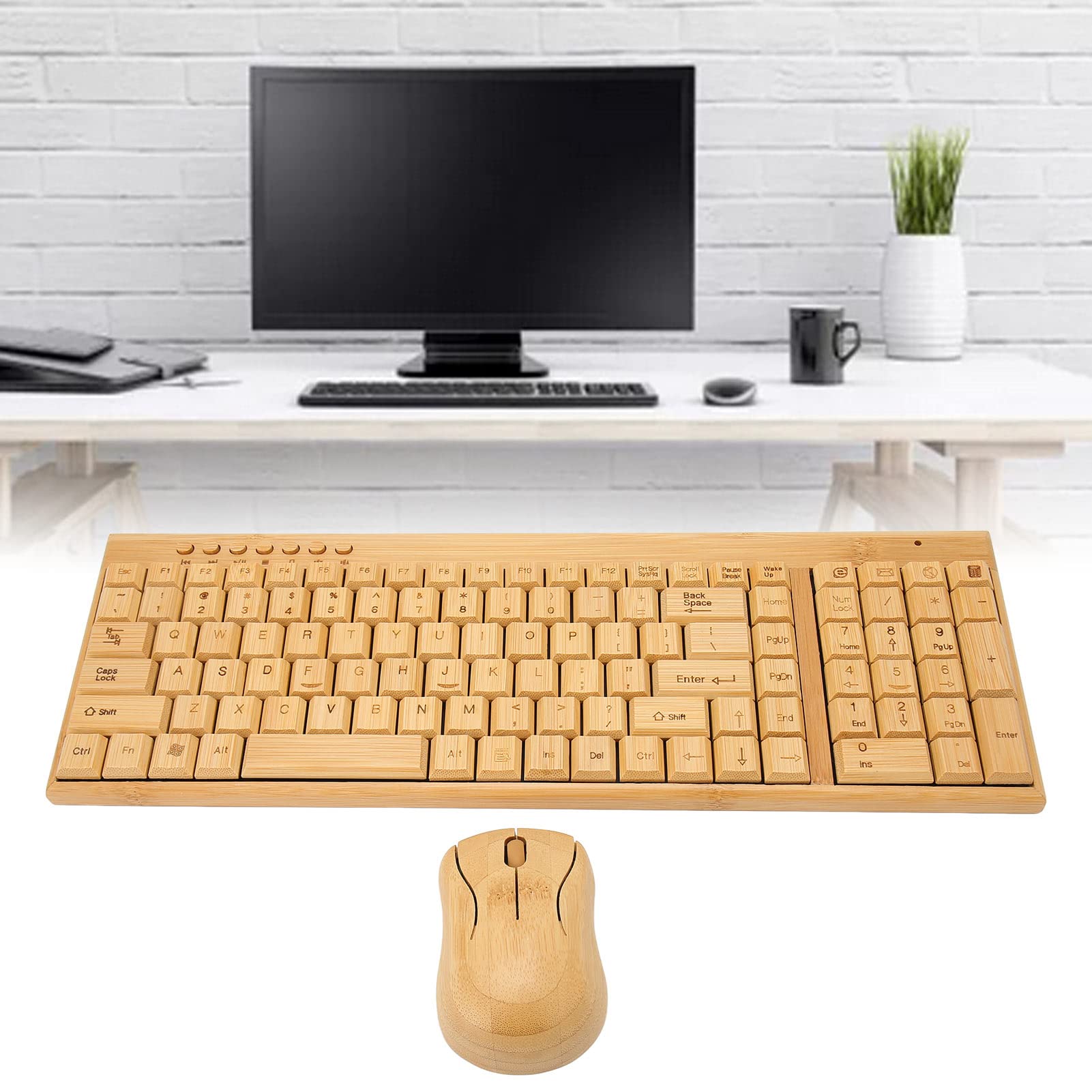 Shanrya Wireless Keyboard and Mouse Combo - Ergonomic, Eco-Friendly Computer Accessories for Office, Home & Gaming - Compatible with PC, Laptop, Mac