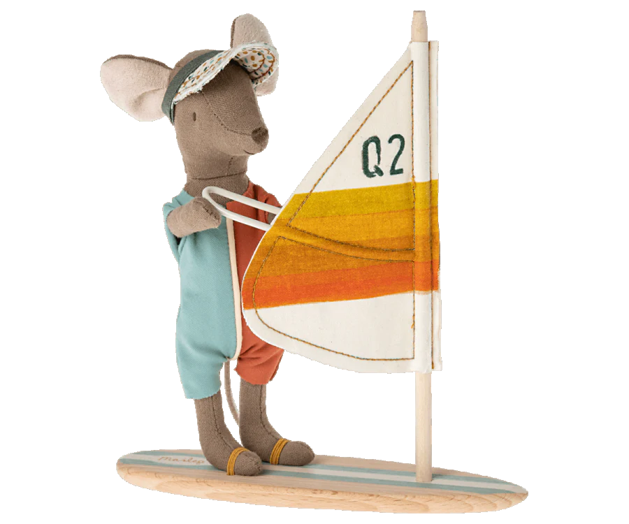 Maileg Beach Mice Big Brother Surfer - Adorable Handmade Toy Mice for Kids Beach Play & Summer Fun