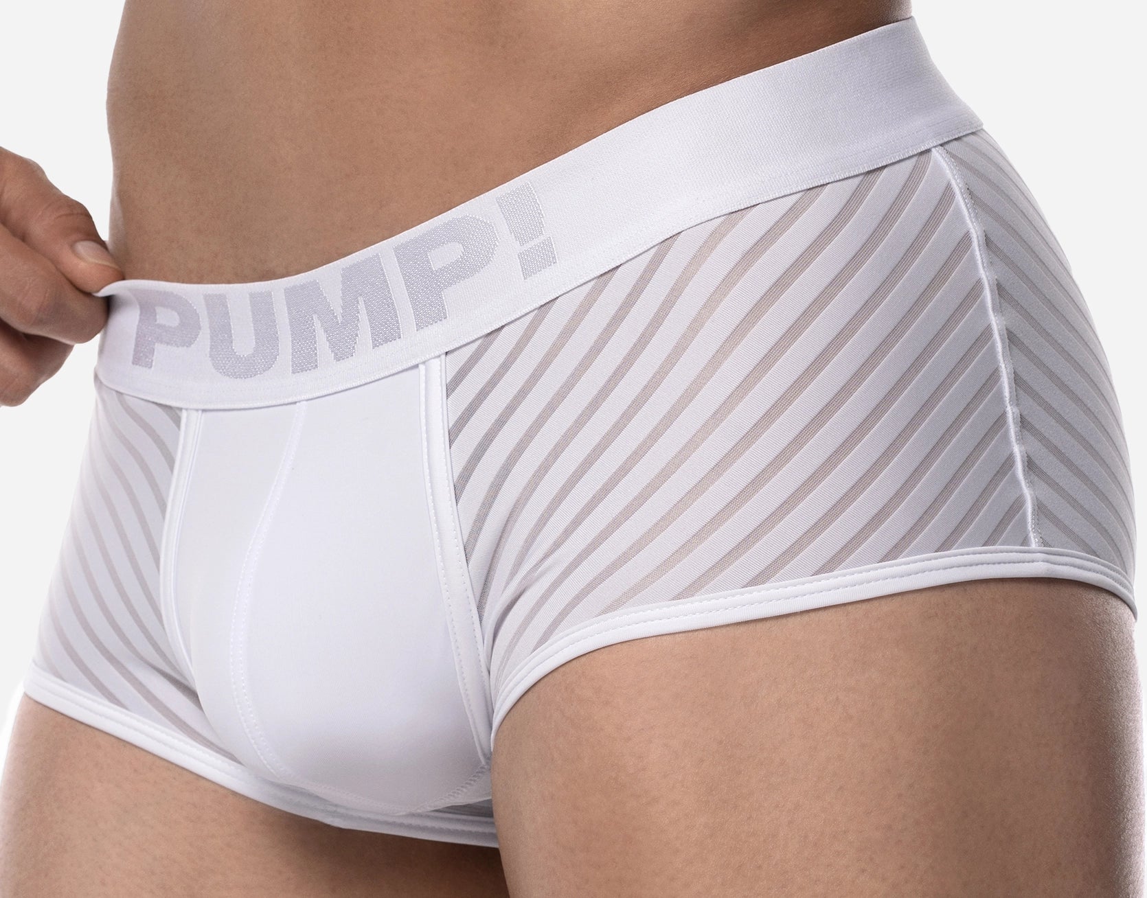 PUMP! Whisper Mesh Boxer Briefs for Men - Breathable & Comfortable White Underwear - Perfect for Gym, Sports & Everyday Wear