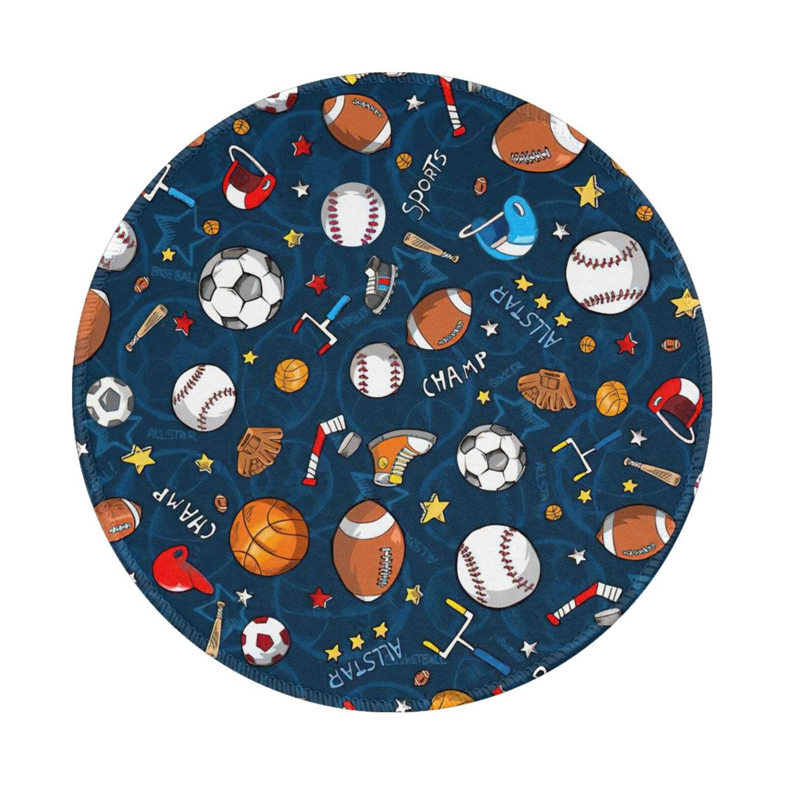 8-Inch Round Smooth Surface Mouse Pad for Baseball Basketball Football Hockey Fans - Perfect for Office, Home, and Gaming Setup - Non-Slip Computer Mousepad for PC & Laptop