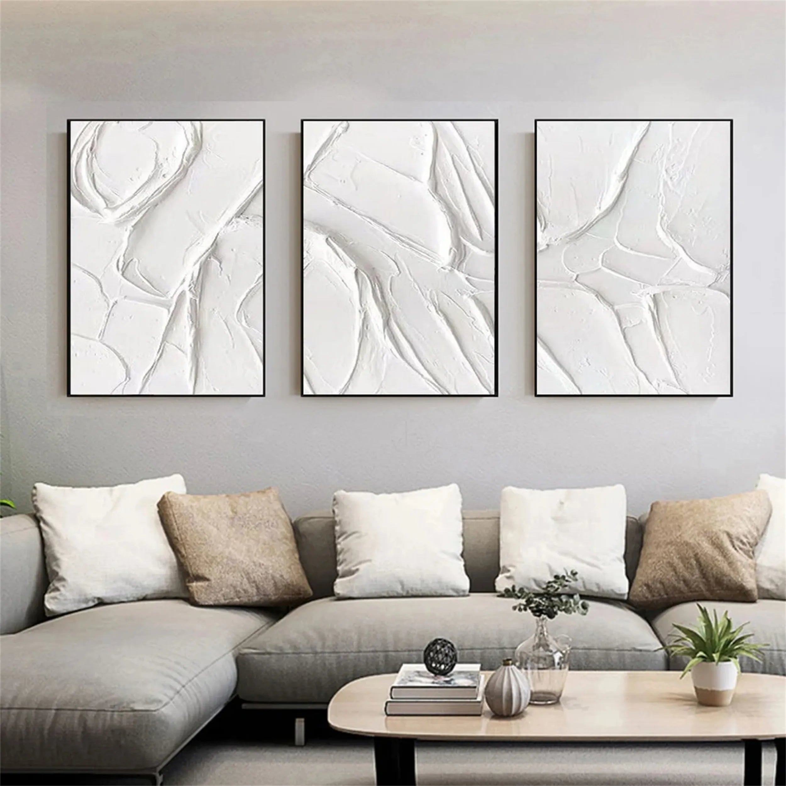 Minimalist Balance Canvas Painting Set of 3 - Abstract Wall Art Decor for Living Room, Bedroom & Office | Modern Home Decor | #MM288