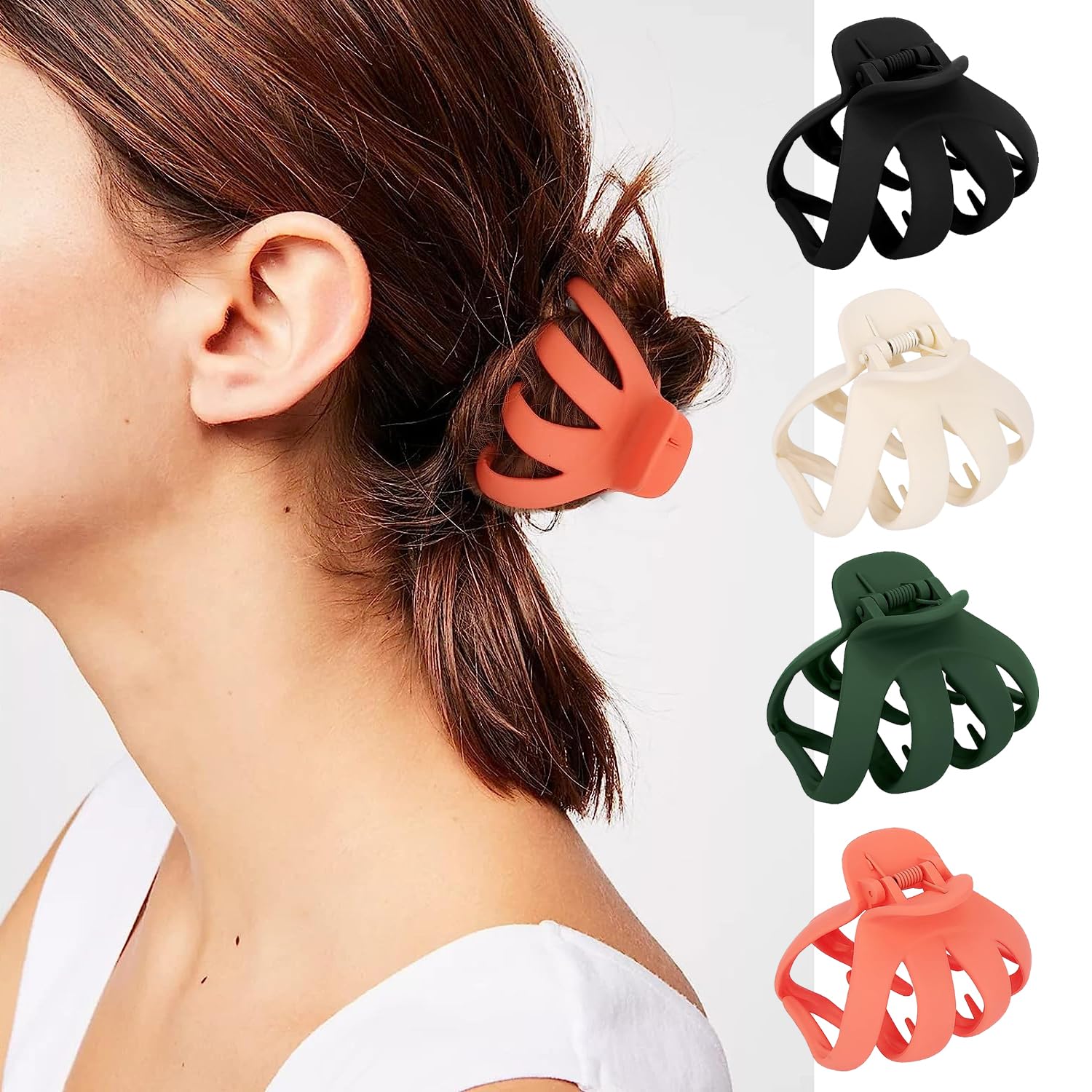 Kidzoo 1.5 Inch Small Hair Claw Clips for Women & Girls - Colorful Hair Accessories for Thin to Medium Hair, Ponytail Holders (Pack of 4) - Perfect for School, Work, Gym & Everyday Styling