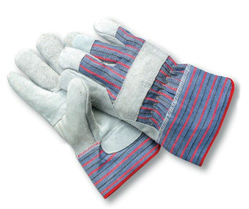 Radnor Economy Grade Split Leather Palm Work Gloves with Safety Cuff - Durable Hand Protection for Construction, Landscaping & DIY Projects