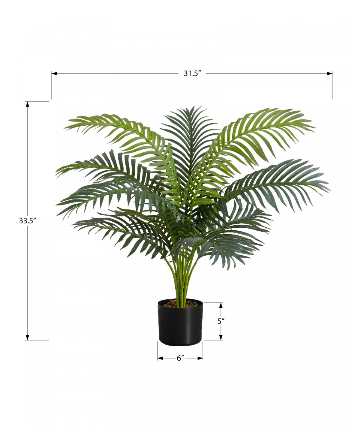 34 Inch Artificial Palm Tree with 5 Black Pots - Indoor/Outdoor Fake Plants for Home Decor, Office, Patio & Garden Landscaping