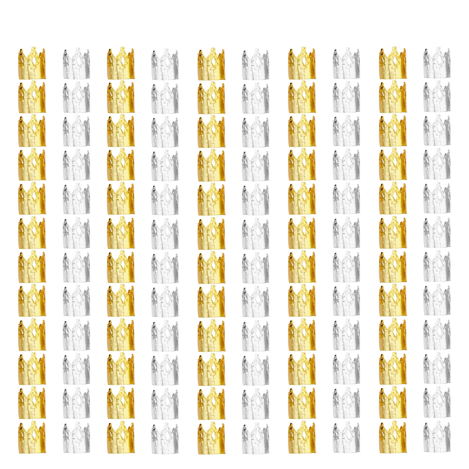 120 PCS Gold & Silver Crown Hair Cuffs - Braid Accessories for Women & Girls - Dreadlock Jewelry, Hair Beads for Black Women - Perfect for Weddings, Parties & Everyday Styling