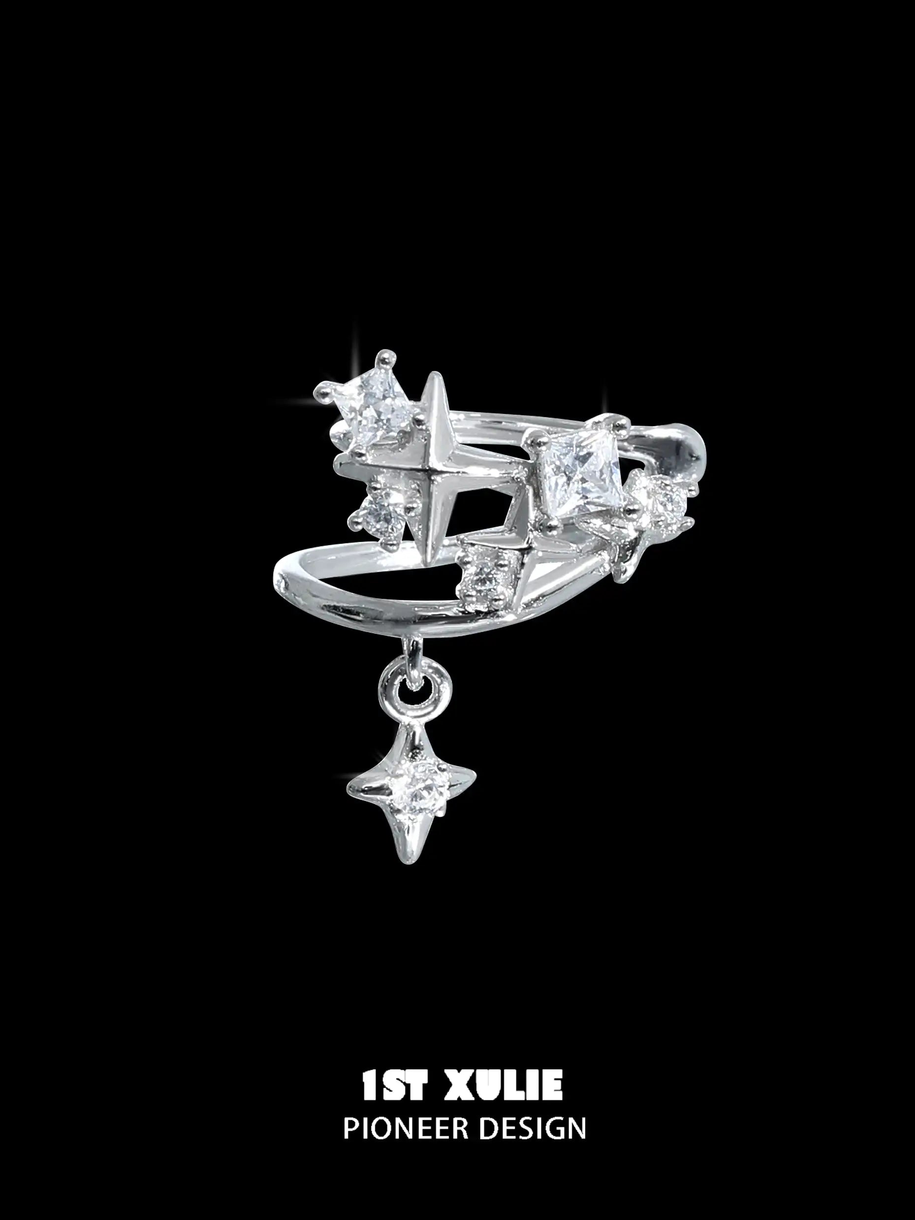 18K Gold Plated Star Trails Zirconia Stud Earrings for Women - Elegant Party & Wedding Jewelry Gift