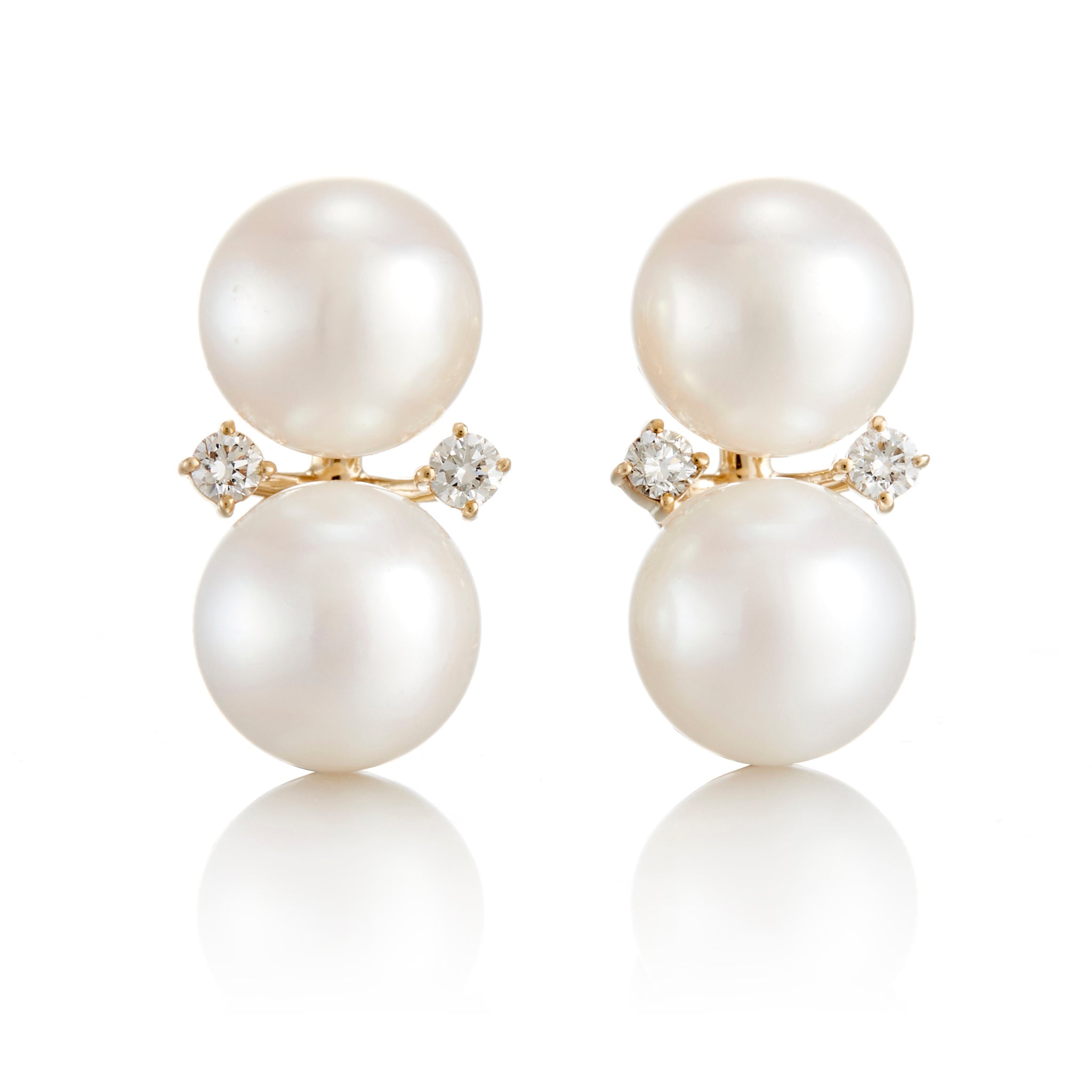 Les Deux Pearl & Diamond Earrings – Elegant Dangle Earrings for Women, Perfect for Weddings, Parties & Special Occasions