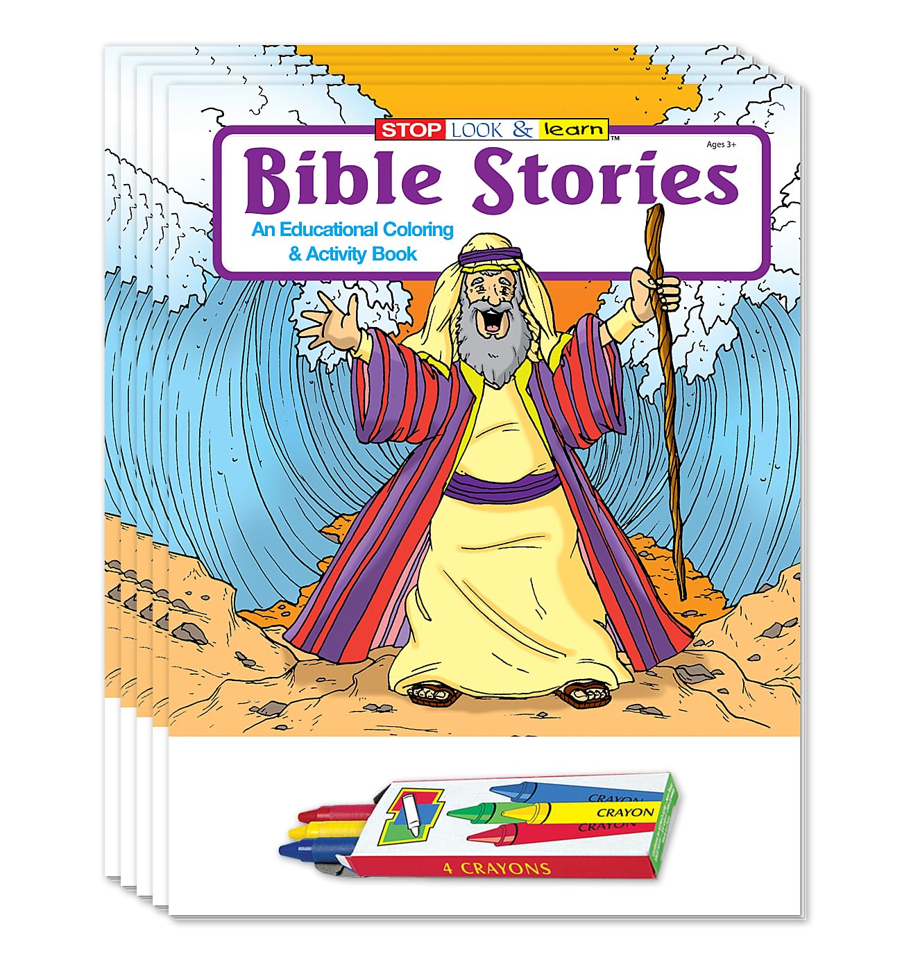 ZOCO Bible Stories Coloring Books - 25 Pack Bulk with Crayons | Sunday School Activities & Christian Crafts for Kids | Perfect for Church Events, Homeschooling & Religious Education