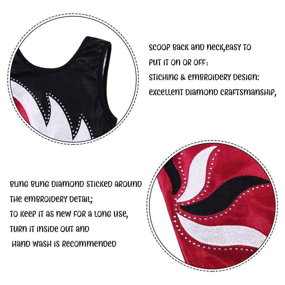 BAOHULU Girls Gymnastics Leotard - Sparkly Shiny Embroidery Dance Leotards for Kids & Children - Athletic Activewear for Ballet, Cheerleading & Gymnastics Practice