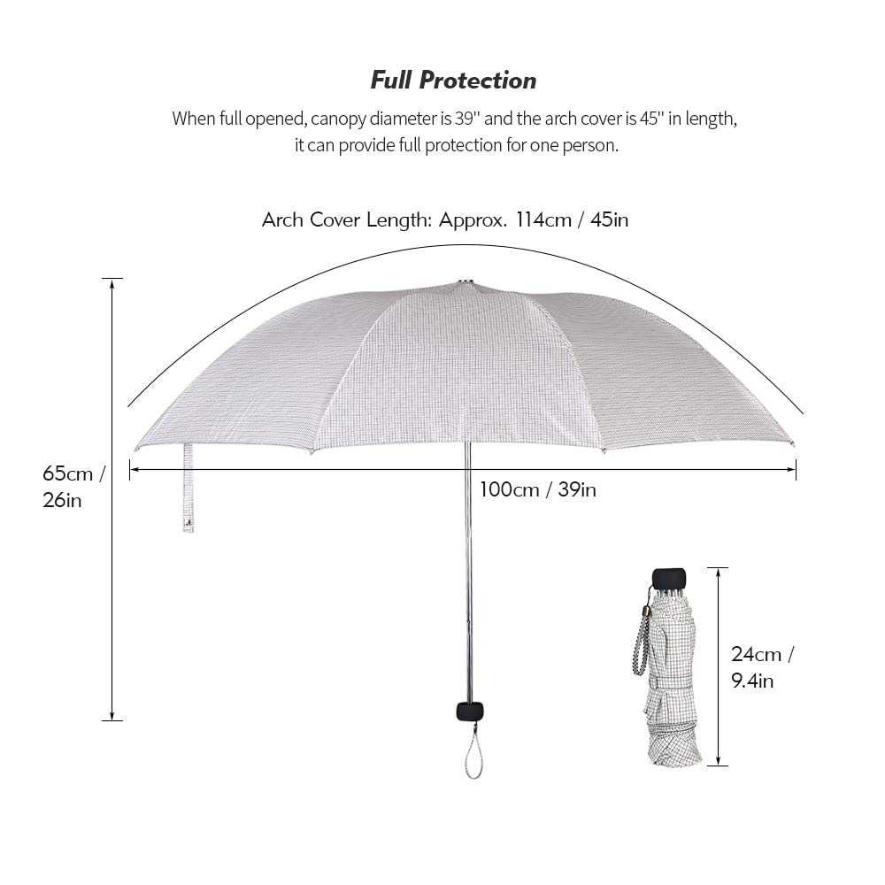 Triple Folding Umbrella for Rain & Sun - 8-Rib Windproof & Waterproof with 50+ UV Protection - Compact Travel Umbrella for Women & Men - Perfect for Commuting, Travel, and Outdoor Activities