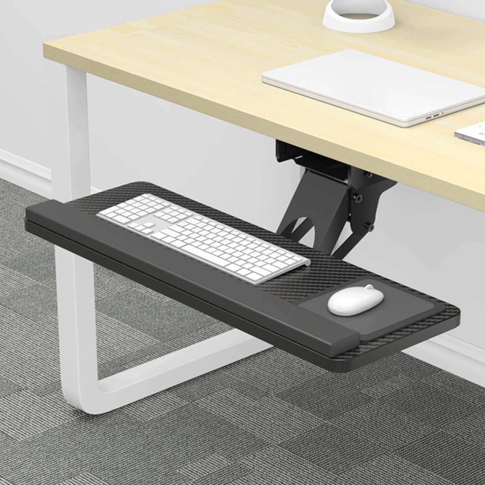 Ergonomic Under Desk Keyboard Tray with Heavy-Duty C-Clamp Mount | Large Pull-Out Computer Keyboard Platform for Typing & Mouse Work | Perfect for Office, Home & Gaming Setups