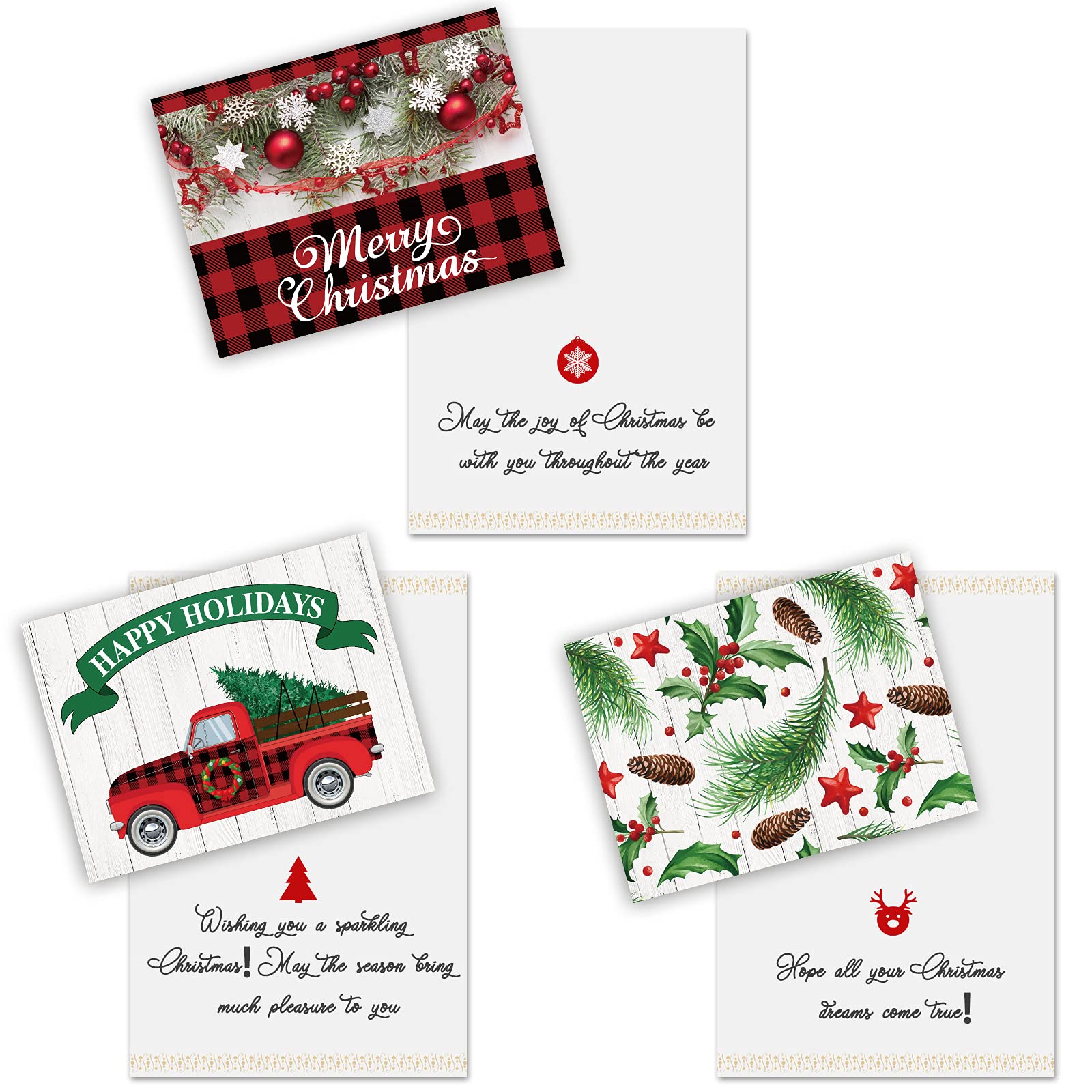 24 Sets Christmas Greeting Cards with Envelopes & Stickers - Blank Holiday Note Cards for Christmas Party, Xmas Decorations & Gift Wrapping - Perfect for Holiday Greetings, DIY Crafts & Festive Home Decor