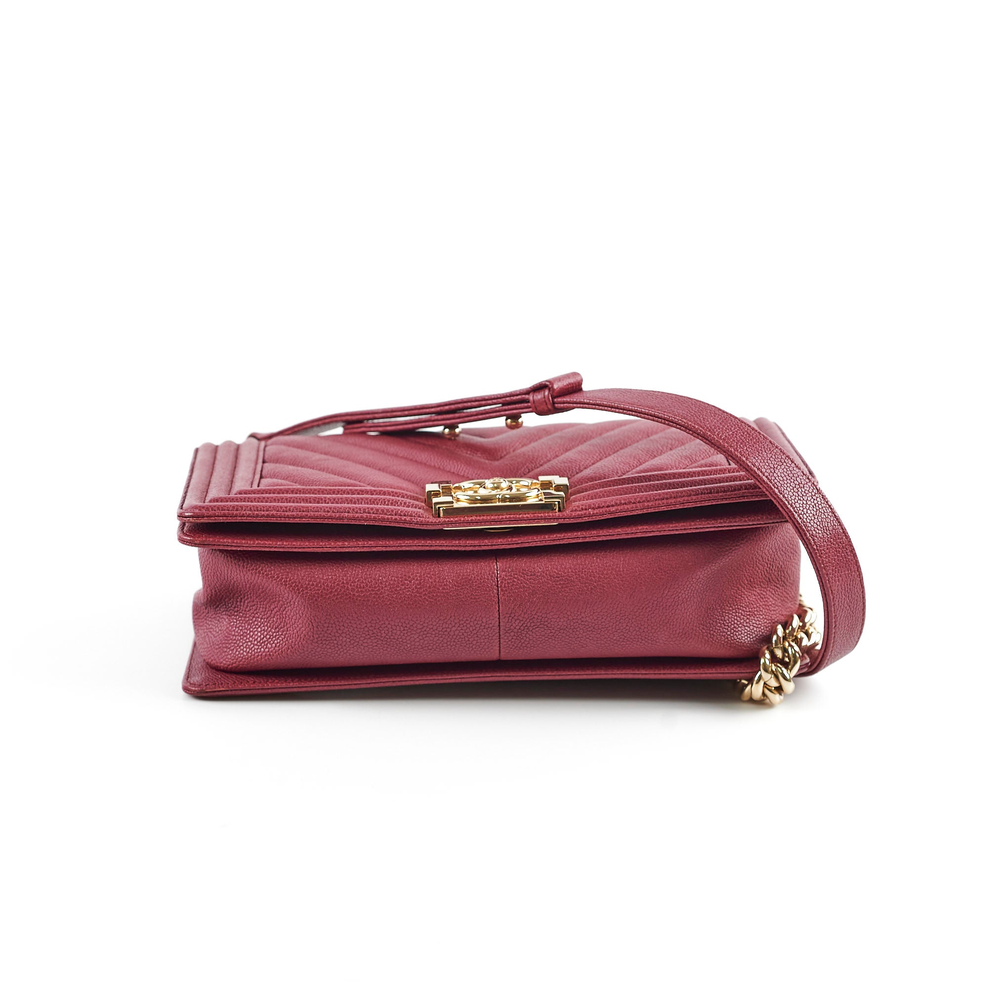 Chanel Caviar Leather Old Medium Boy Bag in Burgundy - Luxury Crossbody Purse for Women, Perfect for Date Nights & Special Occasions