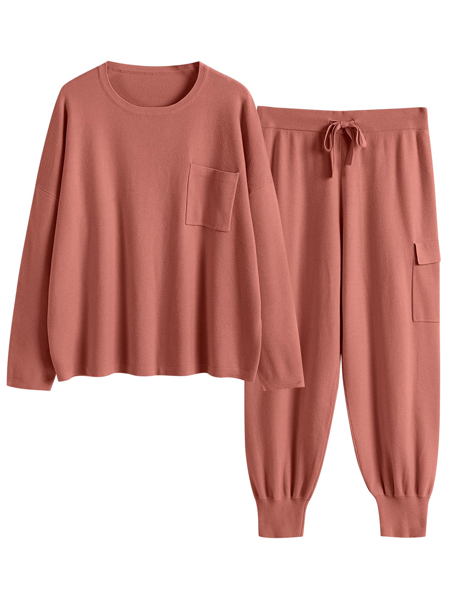 ANRABESS Women's Knit Sweater & Cargo Jogger Pants Two Piece Lounge Set - Long Sleeve Pullover Top & Comfortable Joggers for Casual Wear, Loungewear, and Street Style Outfits