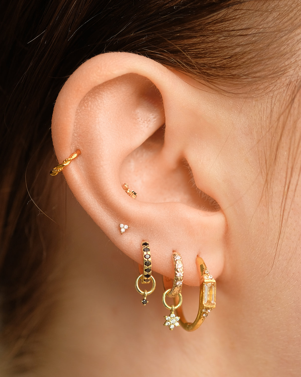 Angela Tiny Trio Stud Earrings - 14K Gold Plated Minimalist Earrings for Women | Perfect for Everyday Wear, Gifts & Special Occasions