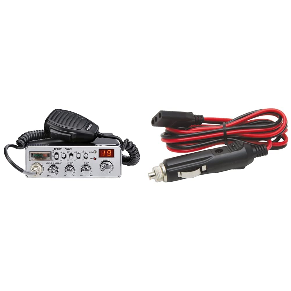Uniden PC68LTX 40-Channel CB Radio with RoadPro RPPS-220 Platinum Series Power Cord - Long Range Trucker Communication for Semi Trucks & Off-Road Vehicles