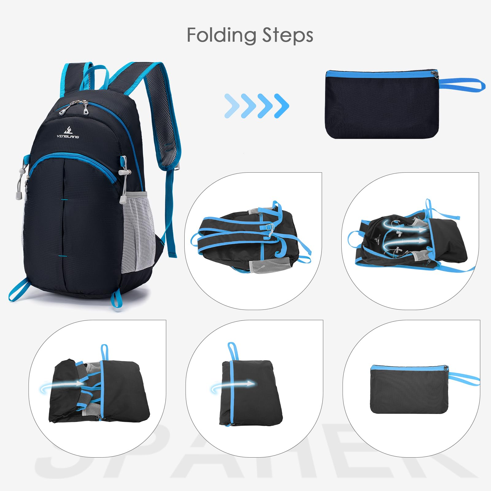 SPAHER 20L Waterproof Travel Backpack - Lightweight Carry-On Luggage for Wizzair & EasyJet Airlines, Durable Nylon Hiking & Camping Backpack for Men & Women - Perfect for School, Commuting & Outdoor Adventures