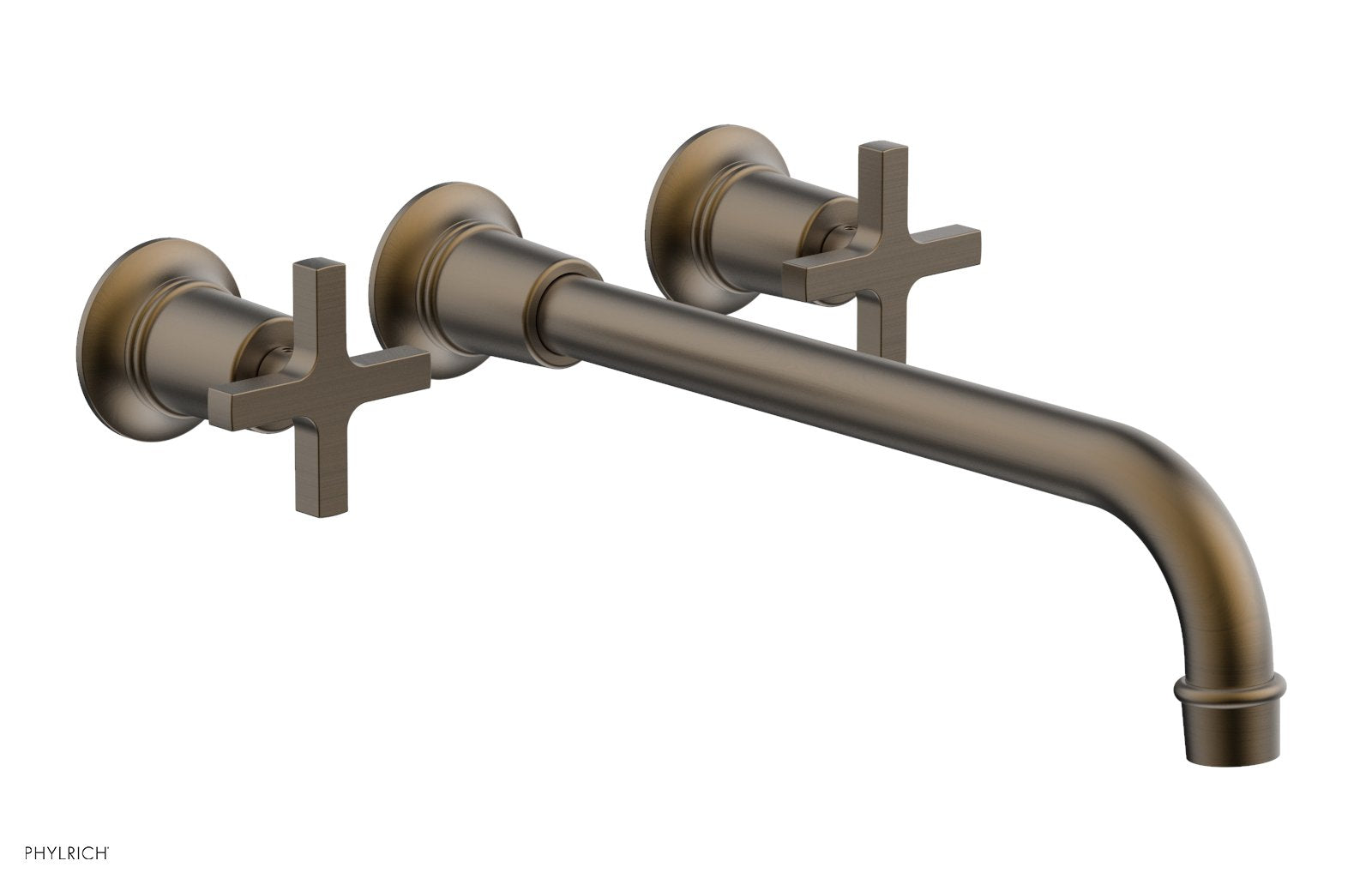 HEX MODERN 12-Inch Wall Mounted Lavatory Faucet Set with Cross Handles - Bathroom Sink Faucet for Modern Homes, Hotels, and Commercial Spaces (Model 501-13-12)