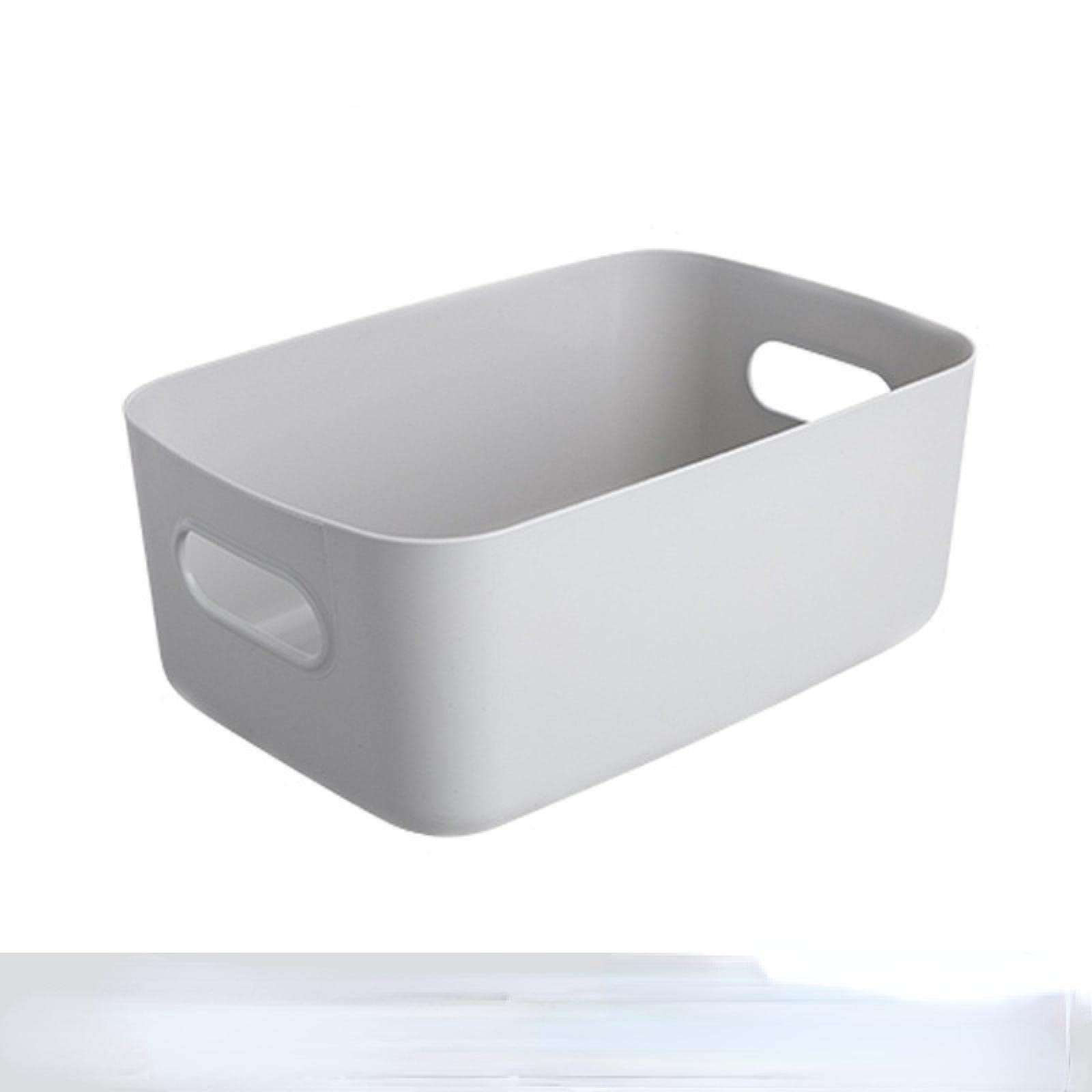 MRMOTO Plastic Storage Box - Desktop Organizer for Cosmetics, Kitchen Supplies & Snacks | Multi-Purpose Grey Storage Basket for Home, Office & Dorm Organization