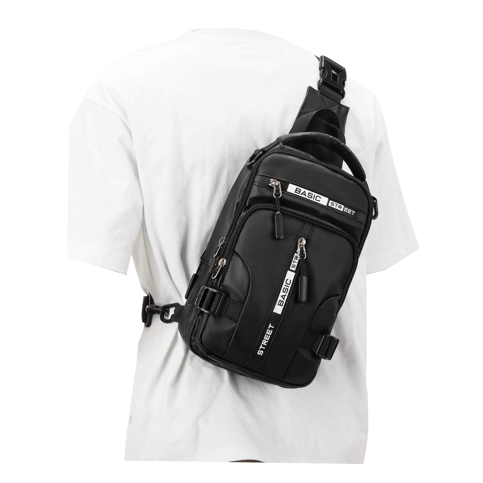 Large Black Sling Bag for Men & Women - Anti-Theft Crossbody Backpack with USB Port for Travel, Hiking, Gym & Outdoor Sports | Perfect for Motorcycle Riding, Casual Use & Daily Commute