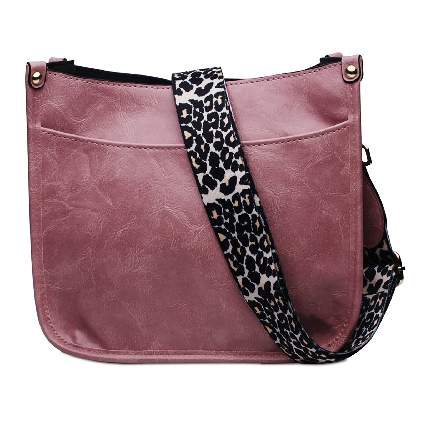 HAIBOLAN Women's Leopard Print Guitar Strap Crossbody Bag Shoulder Purse Bucket Handbag for Concerts, Travel & Everyday Use