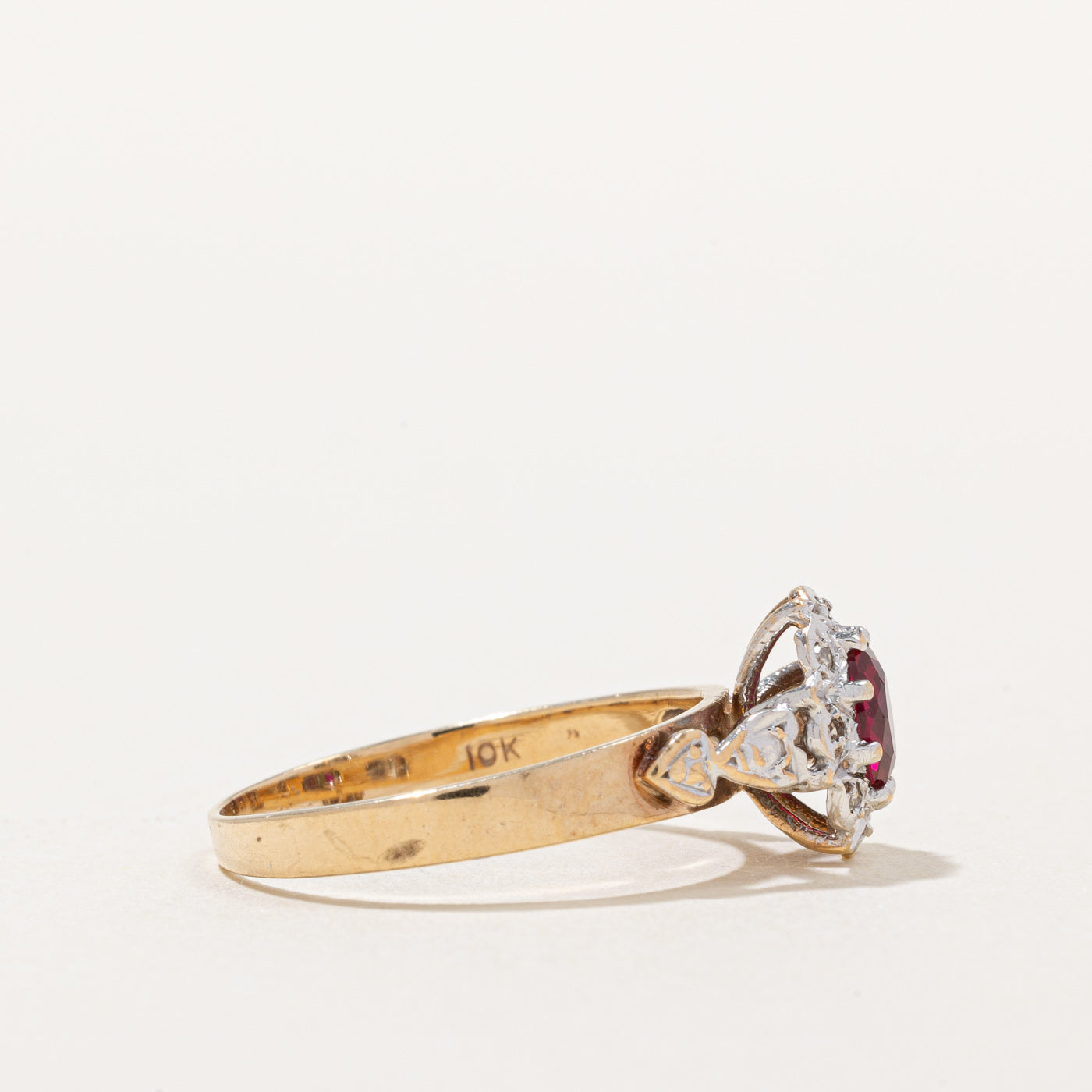 Exquisite Synthetic Ruby & Diamond Halo Ring - 0.45ct Center Stone & 0.04ctw Diamond Accents - Size 7.75 - Perfect for Engagement, Anniversary & Special Occasion Gifts