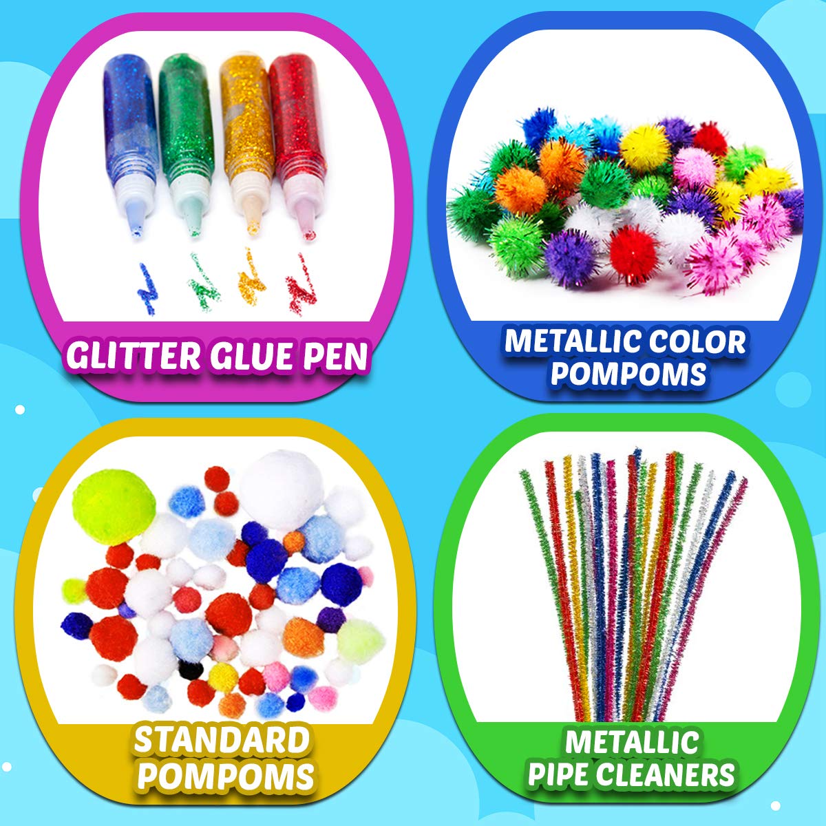 Goody King Arts and Crafts Supplies Kit for Kids Ages 4-10 - DIY Craft Jar with 200+ Materials for Toddler, Preschool & Classroom Projects - Creative Collage Art Set for Home, School & Party Activities