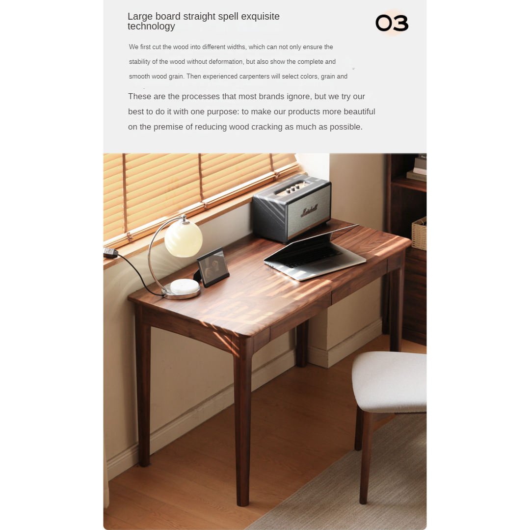 Solid Black Walnut Wood Bookshelf Table - Modern Integrated Study Desk & Storage Shelf for Home Office, Living Room, and Library Use
