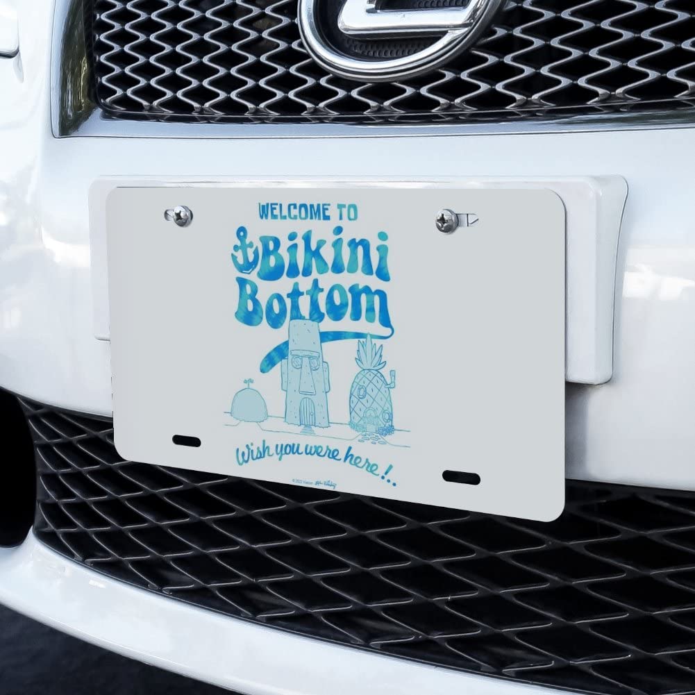 SpongeBob Bikini Bottom Welcome Novelty Metal Vanity License Plate - Fun Car Decor for SpongeBob Fans | Perfect for Bedrooms, Cars & Gifts